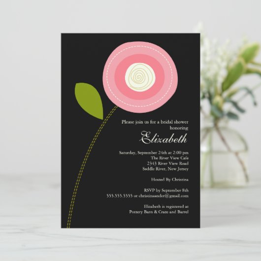 Moderne, fett rosa Blütendusche Einladung (Stehend Vorderseite)