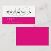 Moderne fett rosa Initialen - Visitenkarte (Vorne/Hinten)