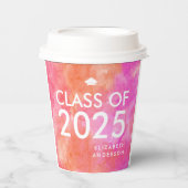 Moderne, fett rosa Orange Graduierungspartei Pappbecher (Vorderseite)