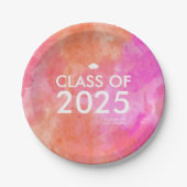 Moderne, fett rosa Orange Graduierungspartei Pappteller (Vorderseite)