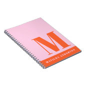 Moderne, fett rosa orange Monogramm Notizblock (Rechte Seite)