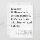 Moderne, fett Schwarz-weiße Typografie Bridal Brun Einladung (Vorderseite)