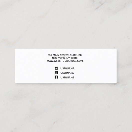 Moderne, fett schwarze und weiße Visitenkarte (Rückseite)