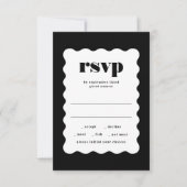 Moderne, fett skalierte Rahmen Schwarz-weiße Hochz RSVP Karte (Vorderseite)