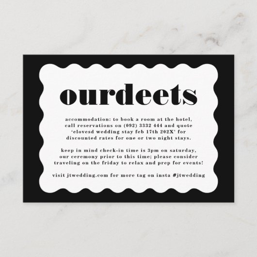 Moderne, fett skalierte, Schwarz-weiße Grenzdetail Begleitkarte (Vorderseite)