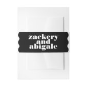 Moderne, fett skalierte Schwarz-weiße Hochzeit an Einladungsbanderole (Vorderseite Beispiel)