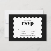 Moderne, fett skalierte Schwarz-weiße Hochzeit an RSVP Karte (Vorderseite)