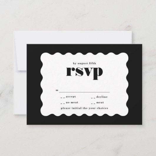 Moderne, fett skalierte Schwarz-weiße Hochzeit an RSVP Karte (Vorderseite)