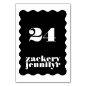 Moderne, fett skalierte Schwarz-weiße Hochzeit an  Tischnummer (Rückseite)