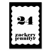 Moderne, fett skalierte Schwarz-weiße Hochzeit an  Tischnummer (Vorderseite)