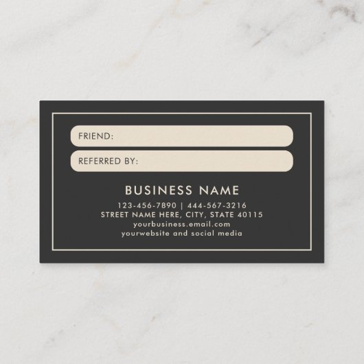 Moderne, fett und einfach Empfehlen eines Freundsc Visitenkarte (Rückseite)