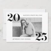 Moderne, fette 2025-Black Foto Graduation Party Einladung (Vorderseite)