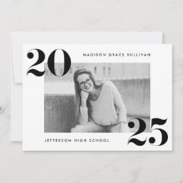 Moderne, fette 2025-Black Foto Graduation Party Einladung