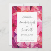 Moderne fette Abstrakte Magenta Hot Pink Wedding Save The Date (Vorderseite)