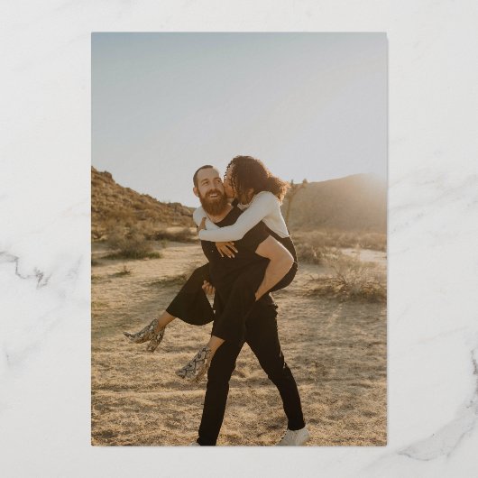 Moderne, fette Ampere und weiße 2 Fotos Hochzeit Folieneinladung (Rückseite)