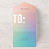 Moderne, fette Art + Pastel Gradient Wedding All In One Einladung (Außenbereich)
