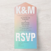 Moderne, fette Art + Pastel Gradient Wedding All In One Einladung (Innen Boden)