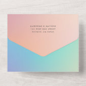 Moderne, fette Art + Pastel Gradient Wedding All In One Einladung (Rückseite)