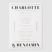 Moderne, fette Black Wedding Program Vellum Card Pergament Einladungen (Vorderseite)