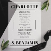 Moderne, fette Black Wedding Program Vellum Card Pergament Einladungen