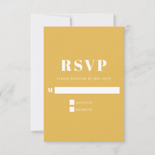 Moderne fette blaue und gelbe vertikale Hochzeit RSVP Karte (Vorderseite)