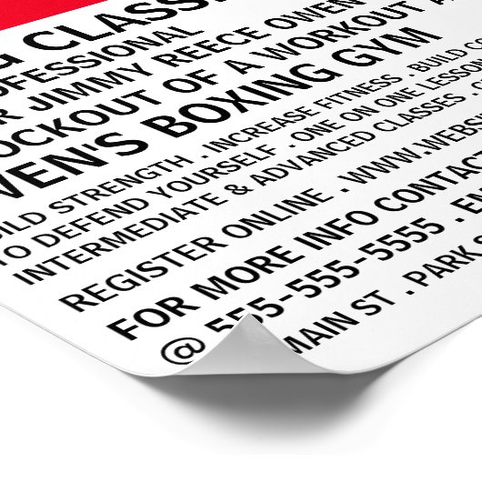 Moderne, fette Boxing-Klassenwerbung Poster (Ecke)