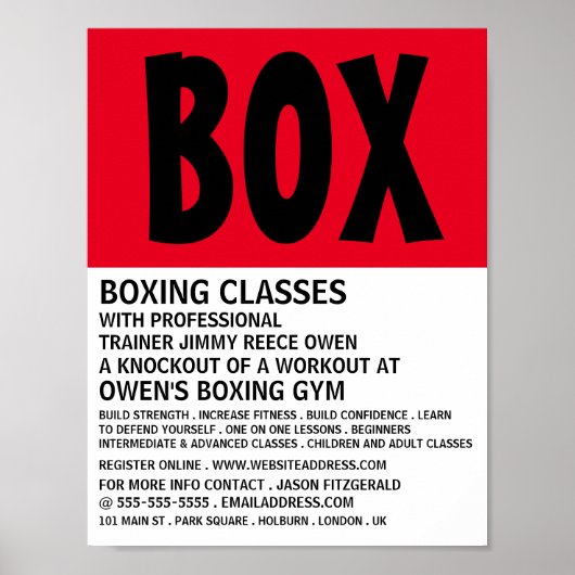 Moderne, fette Boxing-Klassenwerbung Poster (Vorne)