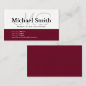 Moderne fette Burgunder-Initialen - Visitenkarte (Vorne/Hinten)