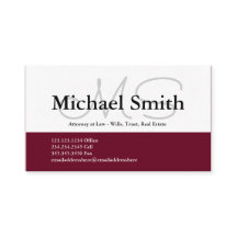 Moderne fette Burgunder-Initialen - Visitenkarte