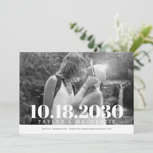 Moderne fette, einfache MinimalWedding Save The Date (Stehend Vorderseite)