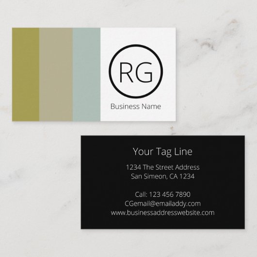 Moderne, fette, erdige Tones Mit Monogramm Persona Visitenkarte (Vorne/Hinten)