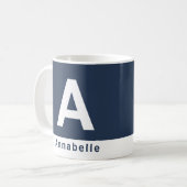 Moderne fette Farbblocknacht blauer personalisiert Kaffeetasse (Vorderseite Links)