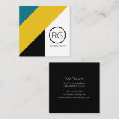 Moderne, fette Farbtöne Mit Monogramm Personalisie Quadratische Visitenkarte (Vorne/Hinten)