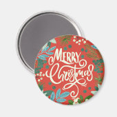 Moderne fette floral frohe Weihnachten Magnet (Vorderseite/Rückseite)