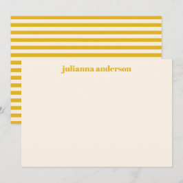 Moderne fette gelbe Streifen Personalisierter Name Mitteilungskarte