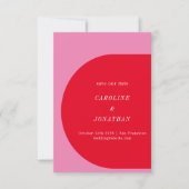 Moderne fette geometrische, hellrosa rote Hochzeit Save The Date (Vorderseite)