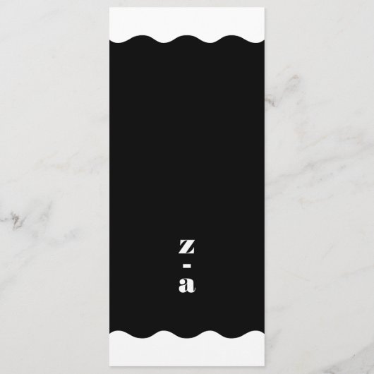 Moderne fette, Gerahmte Border White Black Wedding Menükarte (Rückseite)