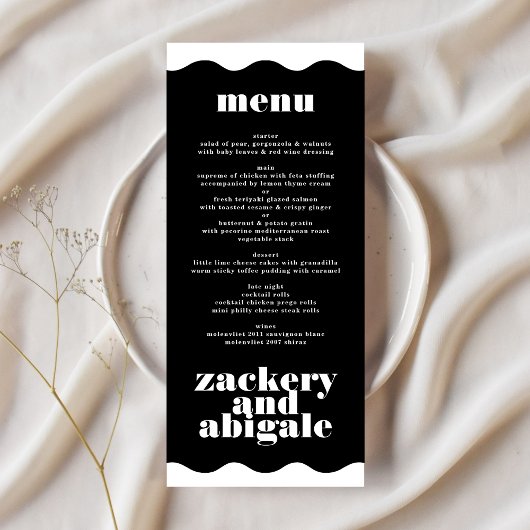 Moderne fette, Gerahmte Border White Black Wedding Menükarte