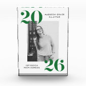 Moderne fette grüne Klasse des Abschlusses 2025 Fotoblock (Vorderseite)