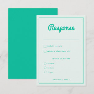 Moderne fette, grüne Retro-Hochzeit RSVP Karte