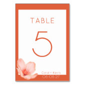 Moderne, fette, helle Orangenhochzeit Tischnummer (Vorderseite)