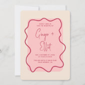 Moderne fette, helle Rahmen Magenta Pink Wedding Einladung (Vorderseite)