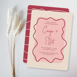 Moderne fette, helle Rahmen Magenta Pink Wedding Einladung