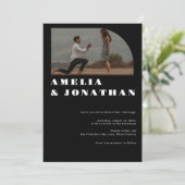 Moderne fette Hochzeit | Boho Arch Foto Einladung (Stehend Vorderseite)