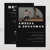 Moderne fette Hochzeit | Boho Arch Foto Einladung (Vorne/Hinten)