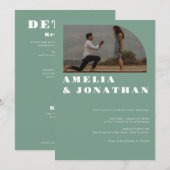 Moderne fette Hochzeit | Boho Arch Foto Einladung (Vorne/Hinten)