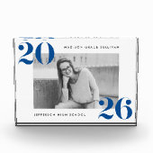 Moderne fette Klasse des blauen Abschlusses 2025 Fotoblock (Vorderseite)