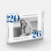 Moderne fette Klasse des blauen Abschlusses 2025 Fotoblock (Links)