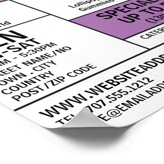 Moderne, fette, konfektionierende Werbung Poster (Ecke)