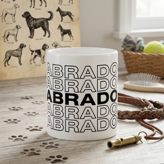 Moderne, fette Labrador-Typografie-Grafik Kaffeetasse